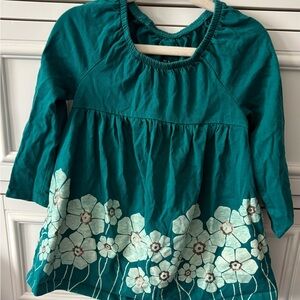 Tea Collection Teal and White Floral Kids dress size 18-24mo